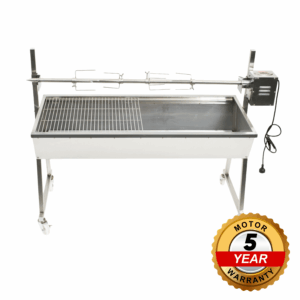 The Minion 1200mm Stainless Steel Spit Rotisserie | Flaming Coals
