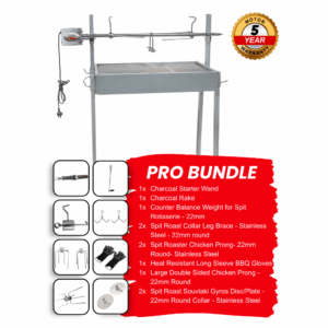 Extendable Large Charcoal BBQ Spit Rotisserie Pro Bundle